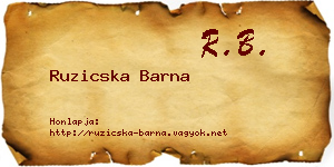 Ruzicska Barna névjegykártya
